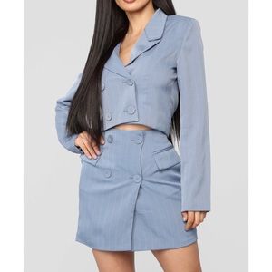 “Above Average PinStripe Set” Crop Blazer and Skirt